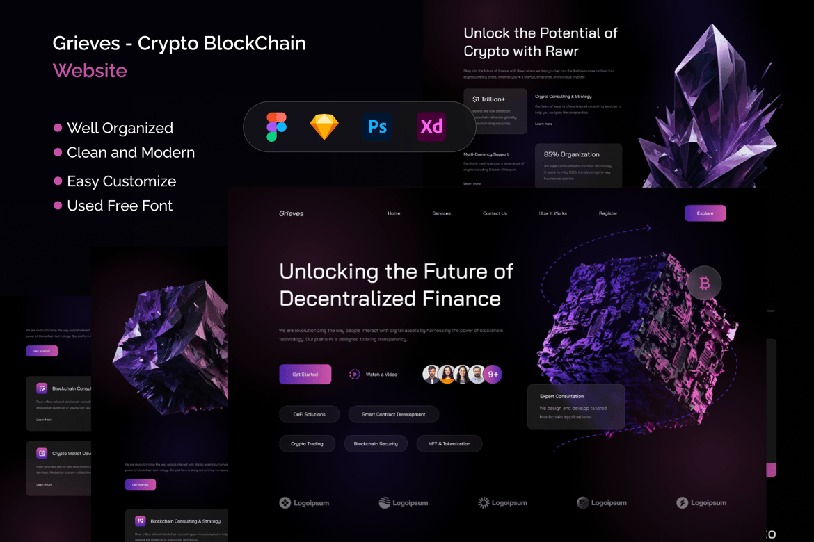 Download Grieves - Crypto BlockChain Website Figma Design