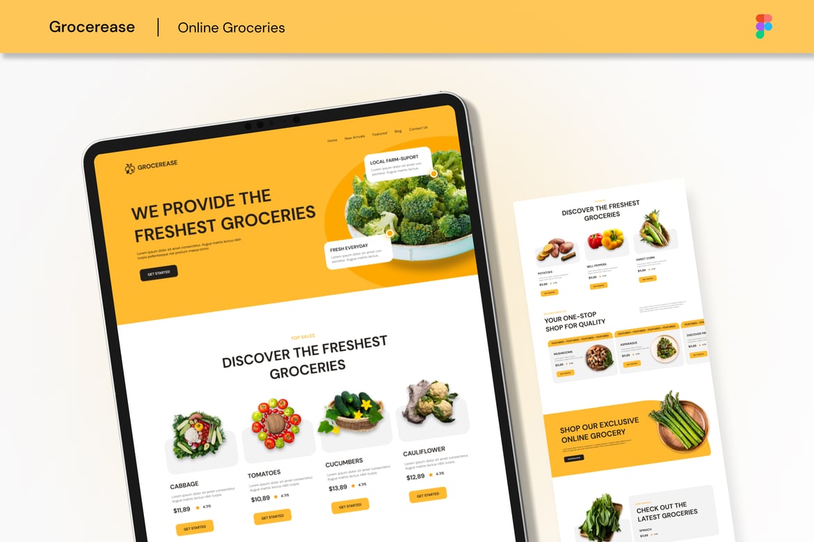 Download Grocerease - Online Groceries Figma Website Design Figma Design