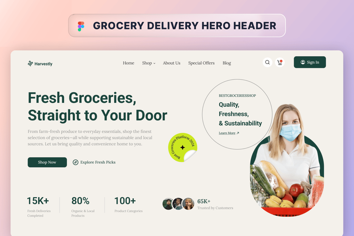 Download Grocery Delivery Hero Section Figma Design