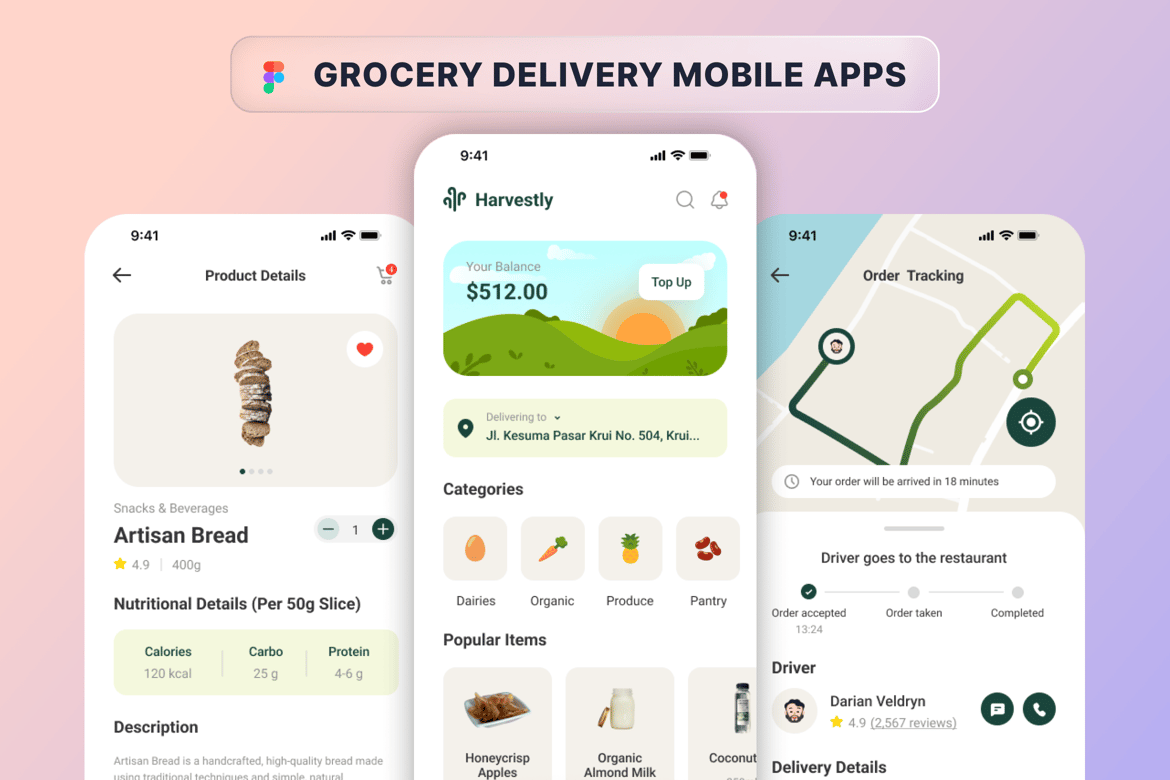 Download Grocery Delivery Mobile Apps Figma Design