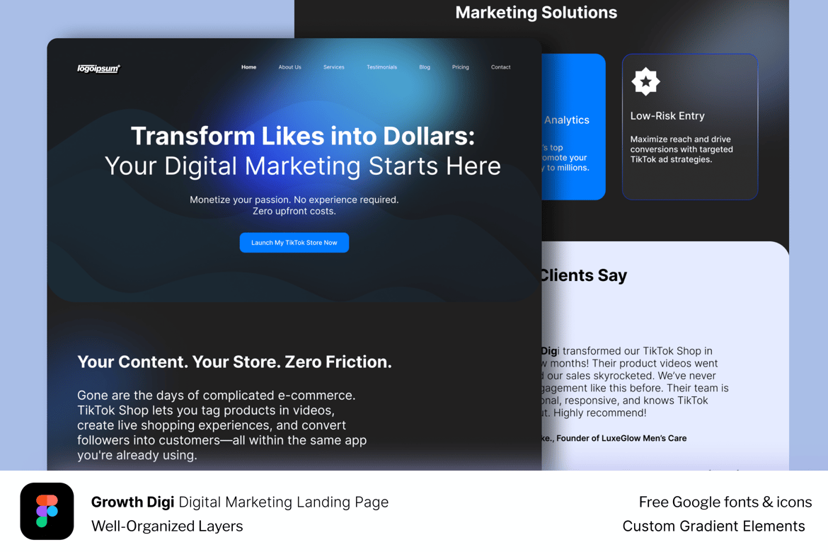 Download Growth Digi Digital Marketing Landing Page Figma Design