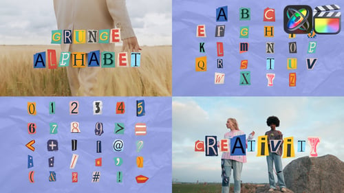 Download Grunge Alphabet for FCPX Apple Motion Template