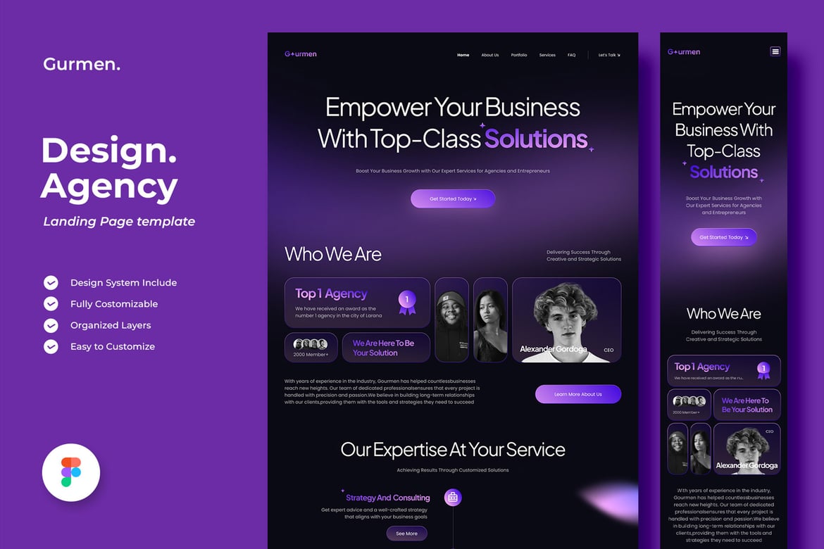 Download Gurmen - Design Agency Landing Page Figma Design