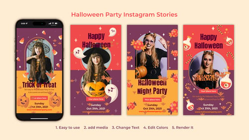 Download Halloween Party Instagram Stories After Effect Template