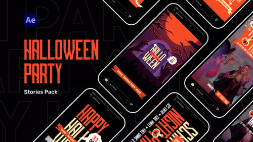 Download Halloween Party Stories Pack After Effect Template