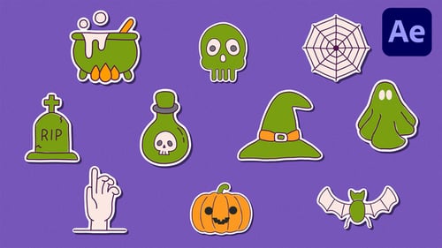 Download Halloween Sticker | AE After Effect Template