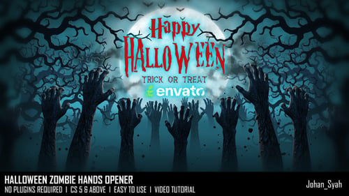 Download Halloween Zombie Hands Opener After Effect Template