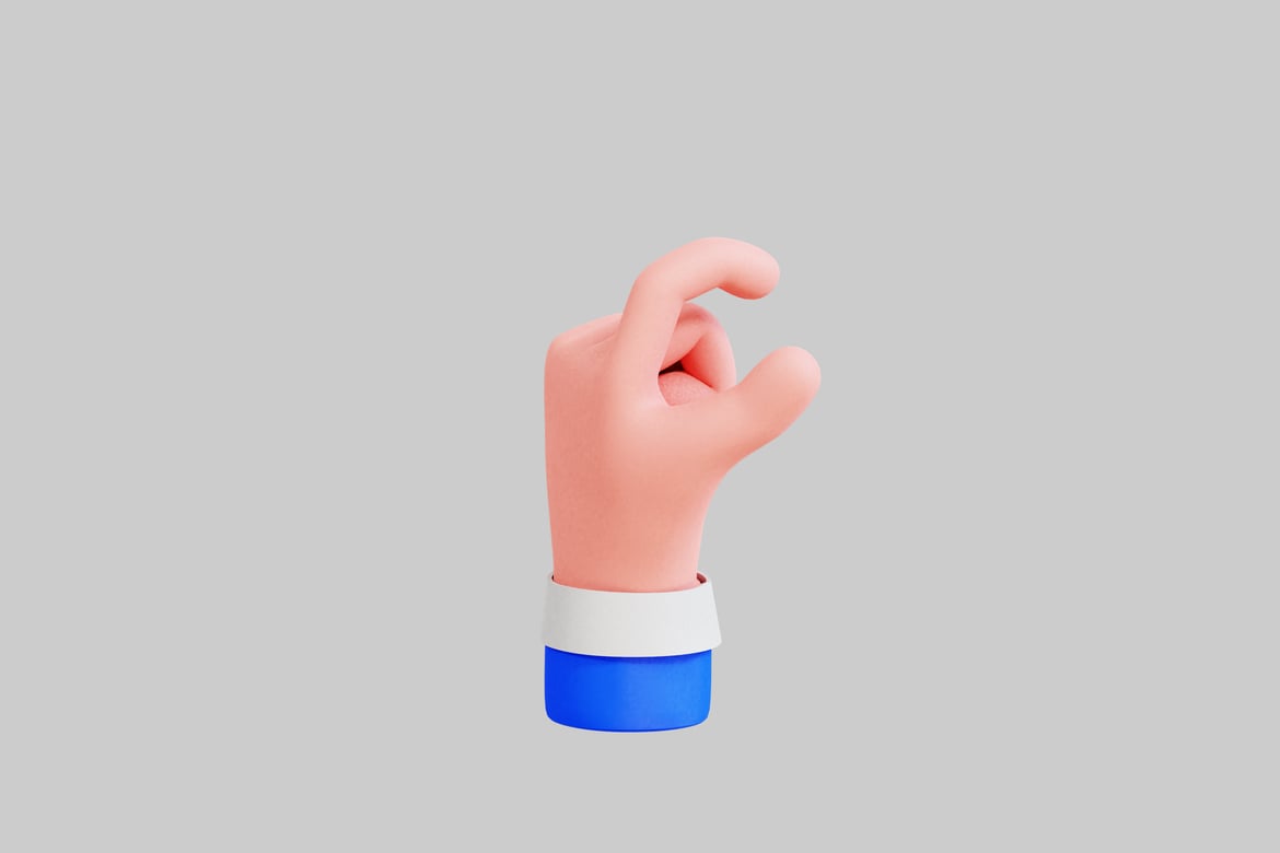 Download Hand gesture with thumb and index finger touching 3D Model