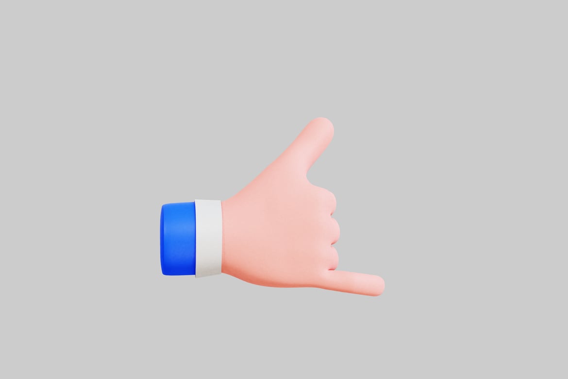 Download Hand giving a shaka sign 3D Model