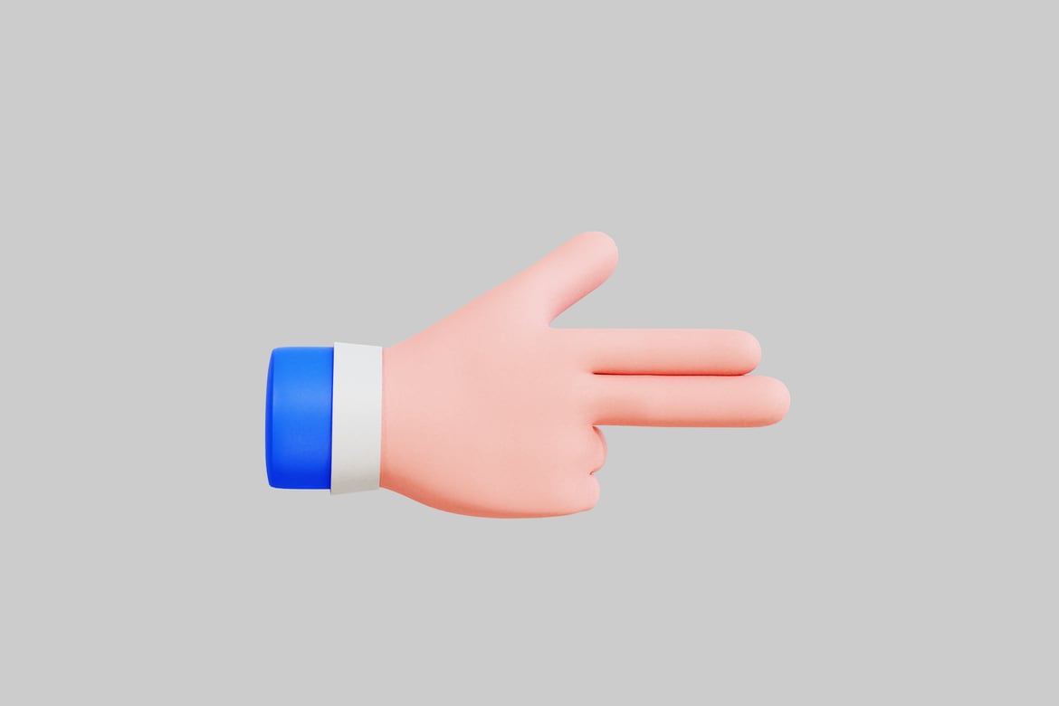 Download Hand with extended index and middle fingers. 3D Model