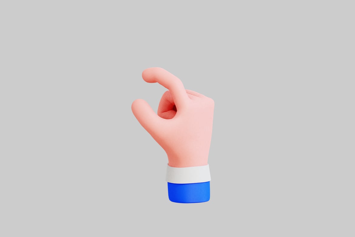 Download Hand with extended index and thumb fingers 3D Model