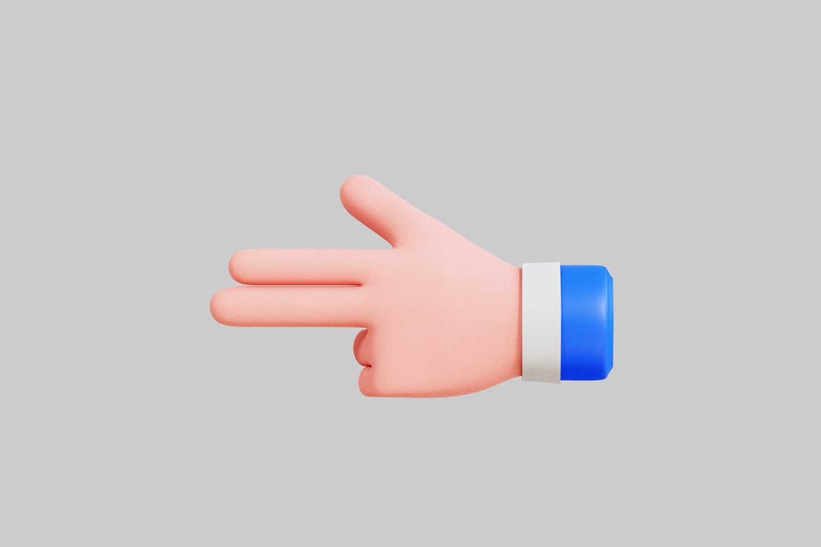 Download Hand with index and middle fingers extended. 3D Model