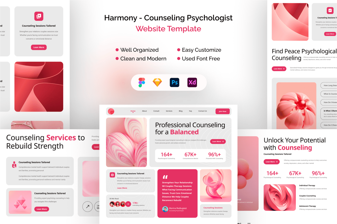 Download Harmony - Counseling Psychologist Website Figma Design