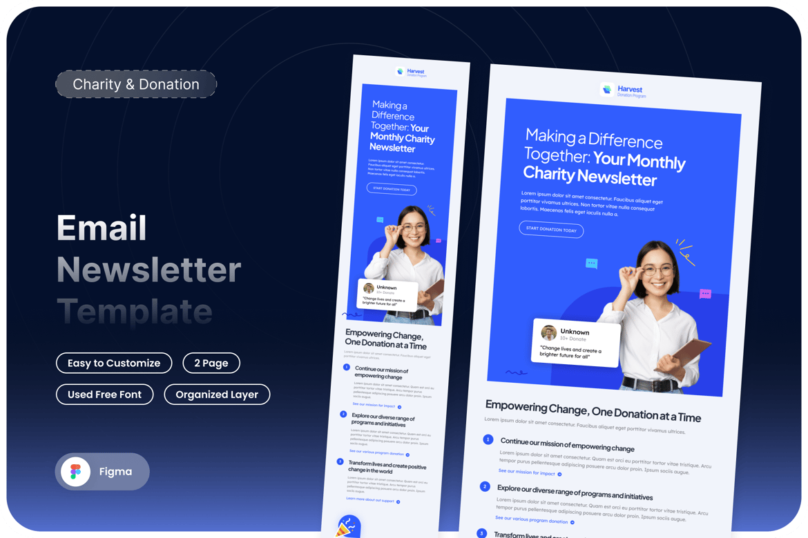 Download Harvest - Donation & Charity Email Newsletter Figma Design