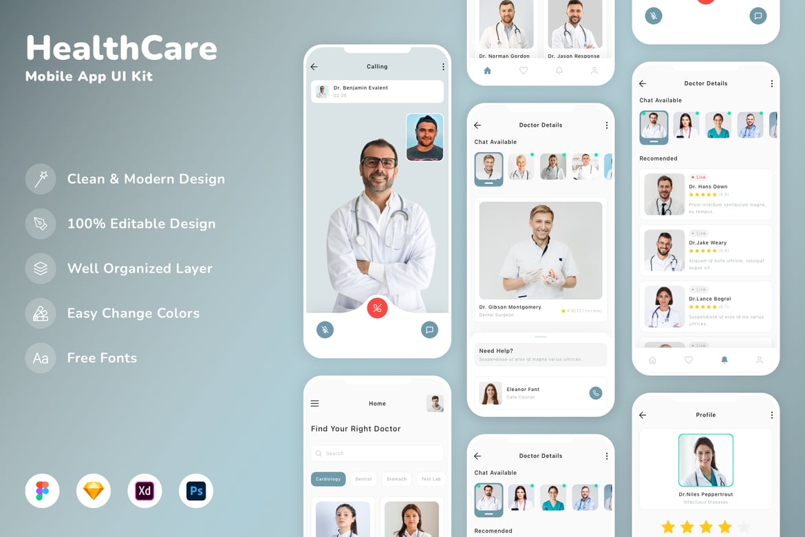 Download HealthCare Mobile App UI Kit Figma Design