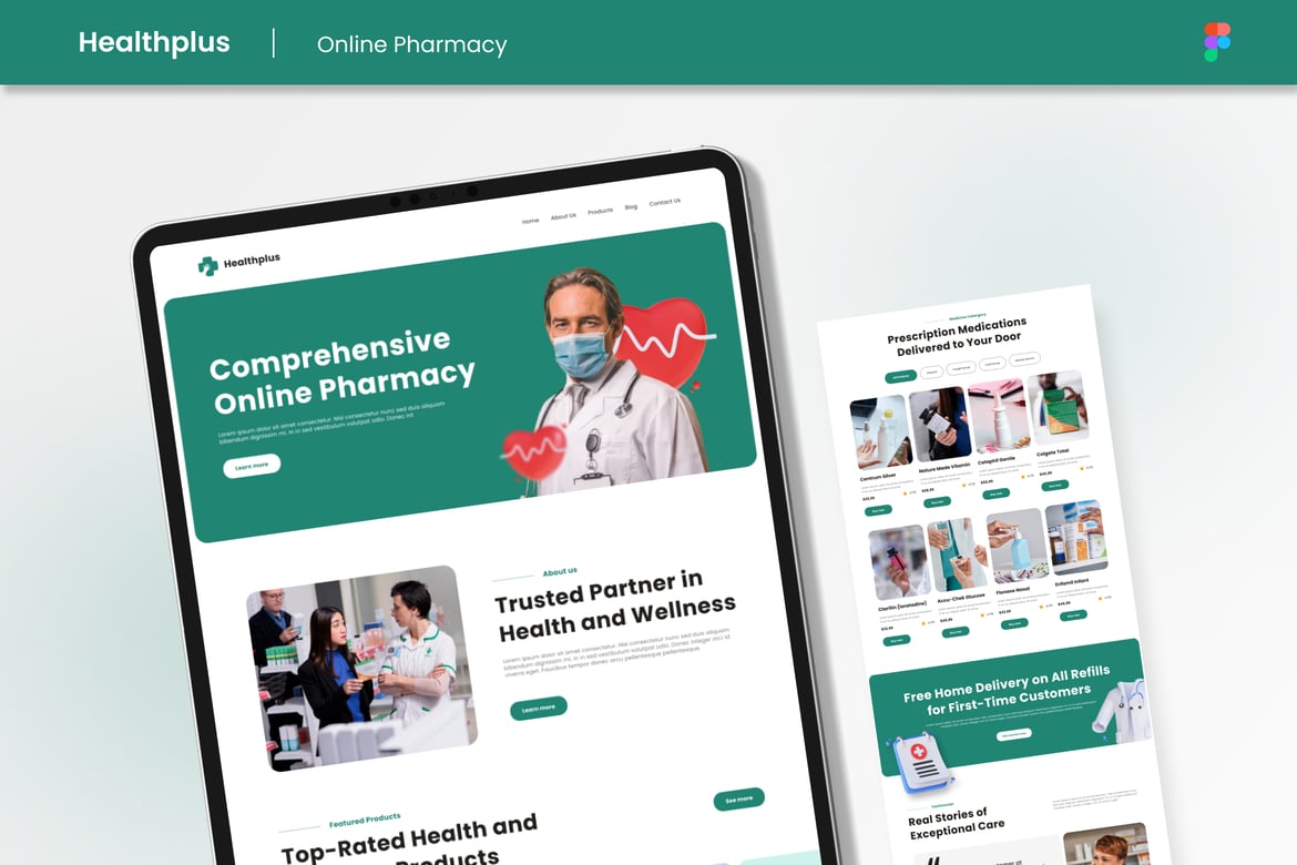 Download Healthplus - Online Pharmacy Figma Website Design Figma Design