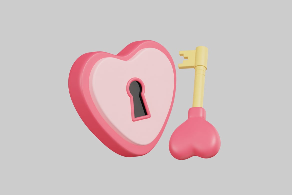 Download Heart and Key 3D Model