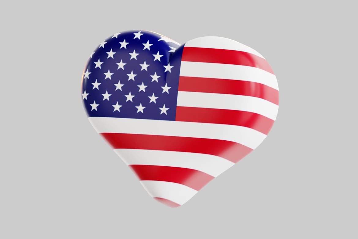 Download Heart-shaped object with American flag design 3D Model