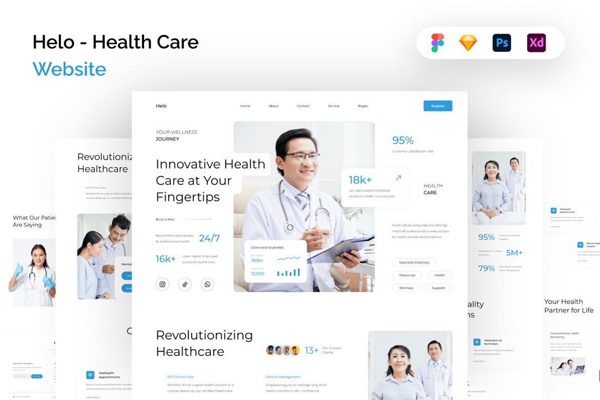 Download Helo - Health Care Website Figma Design