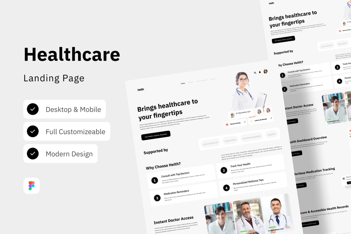 Download Helth - Healthcare Landing Page Figma Design