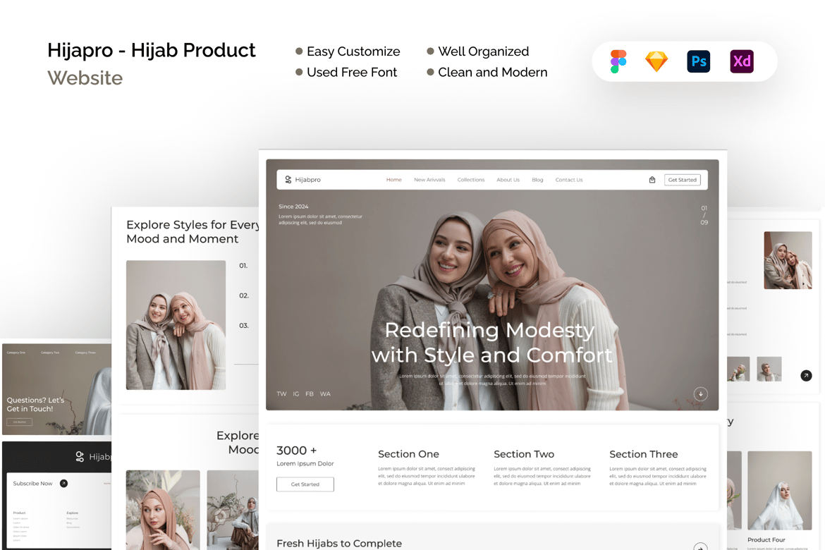 Download Hijapro - Hijab Product Website Template Figma Design