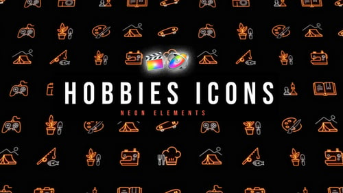 Download Hobbies Neon Icons Apple Motion Template