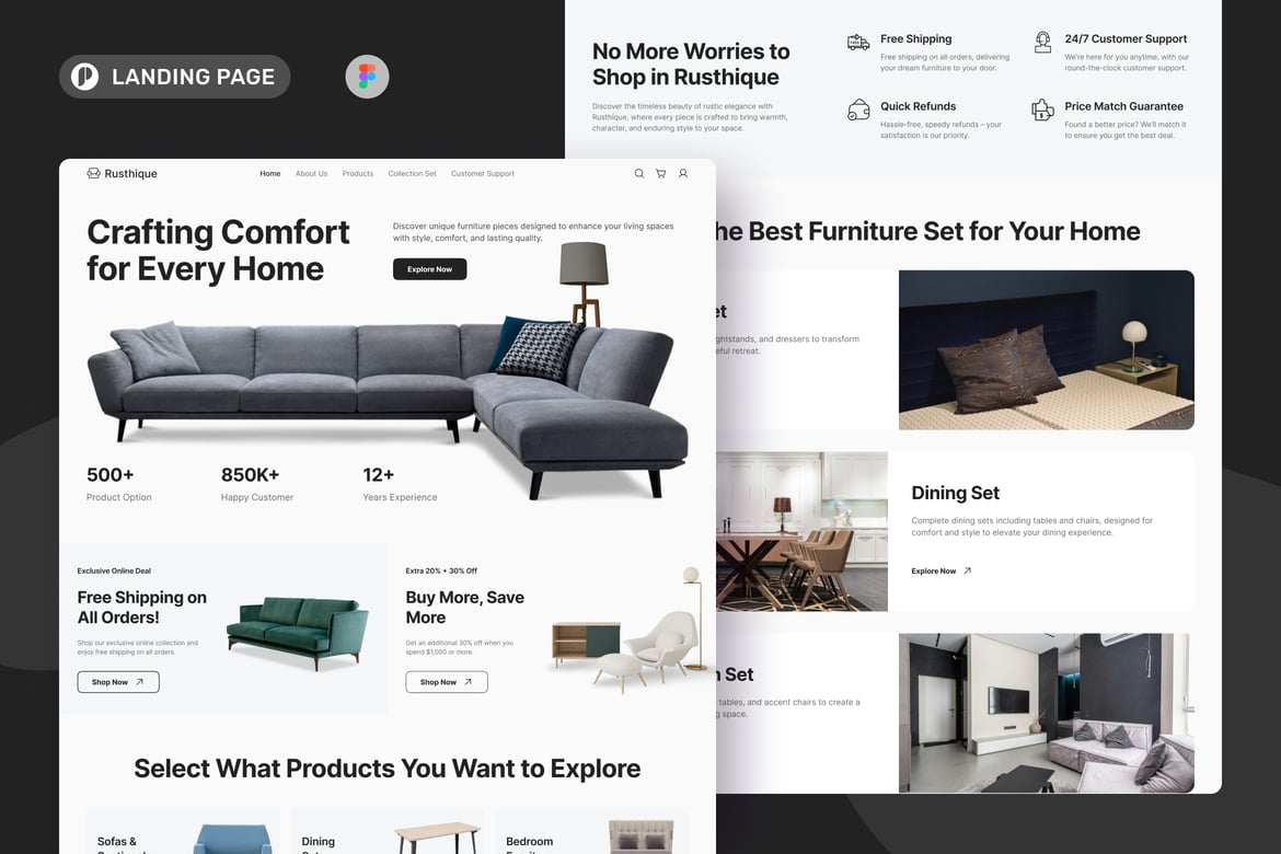 Download Home Furniture Landing Page Figma Design