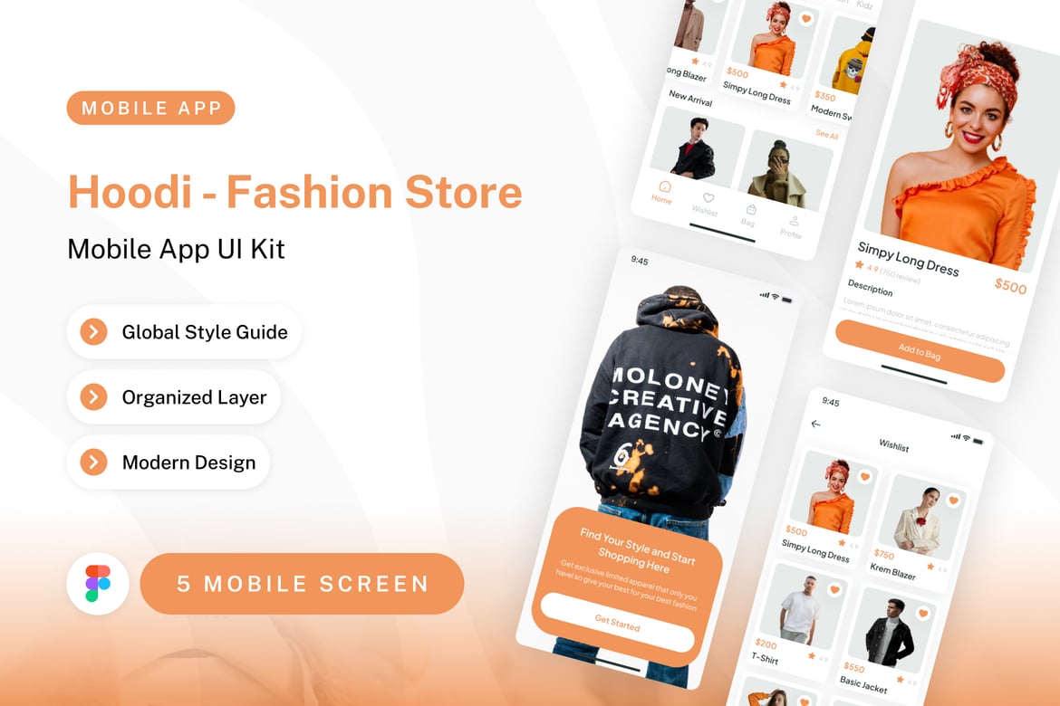 Download Hoodi - Fashion Mobile App UI Kit Figma Design