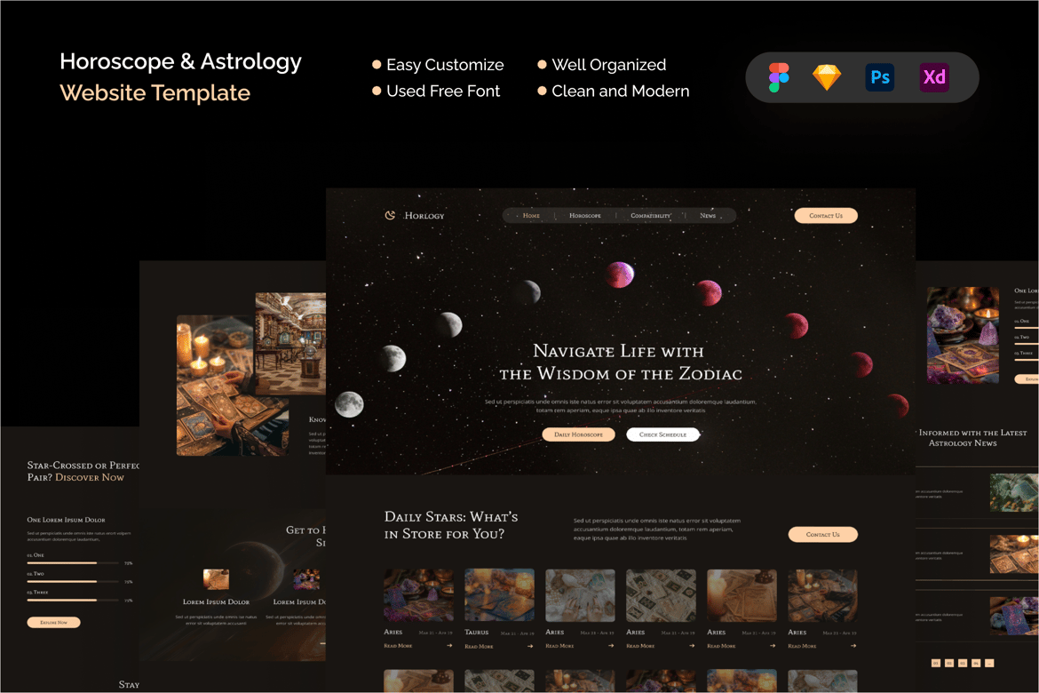 Download Horoscope & Astrology Website Template Figma Design