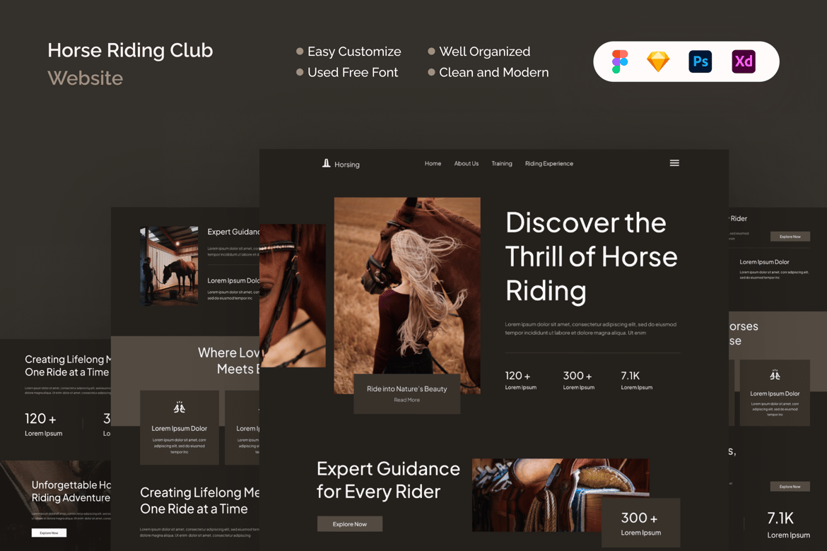 Download Horse Riding Club Website Template Figma Design