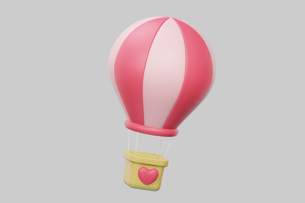 Download Hot air balloon with pink and yellow colors 3D Model