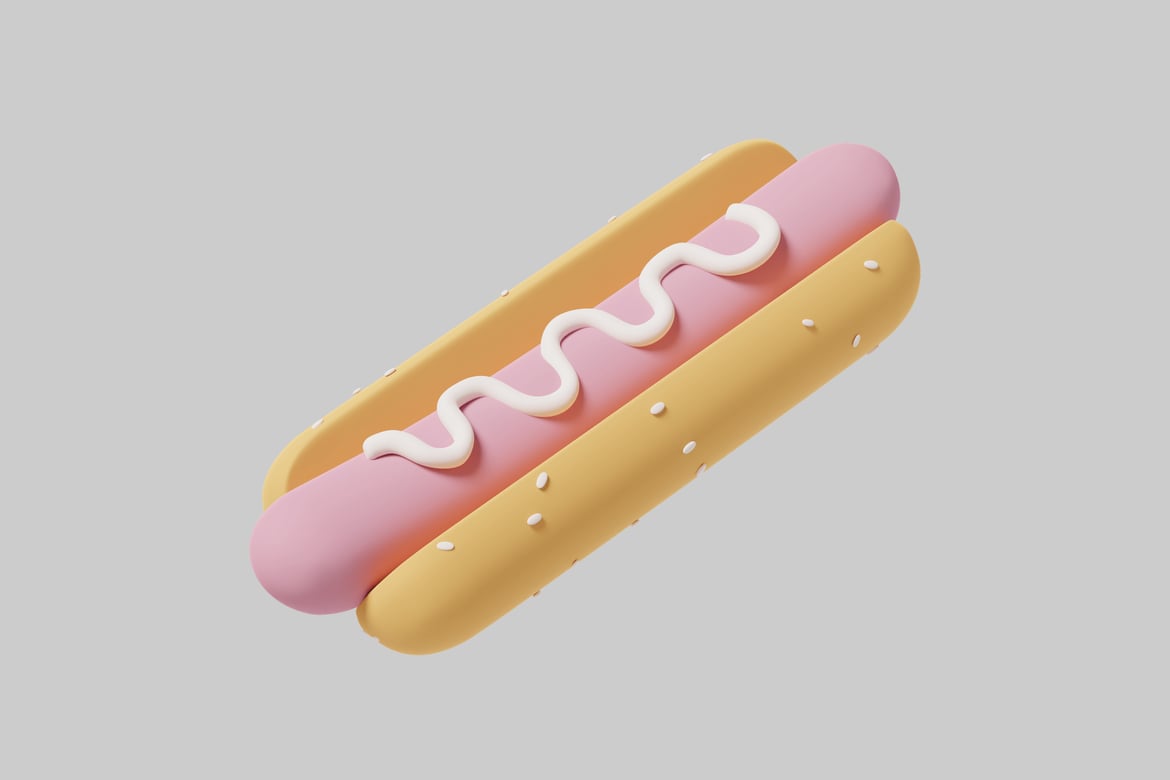 Download Hot dog on a bun. 3D Model