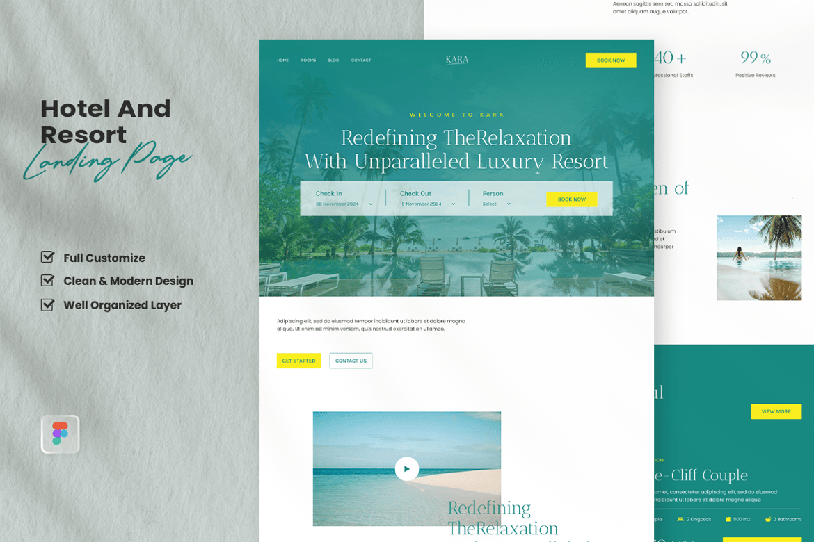 Download Hotel And Resort Landing Page - Kara Figma Design