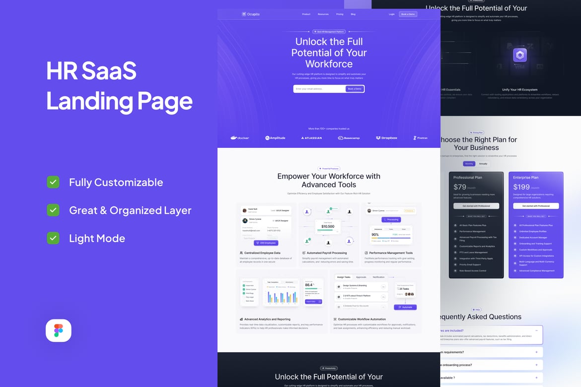 Download HR SaaS Landing Page - Ocupite Figma Design