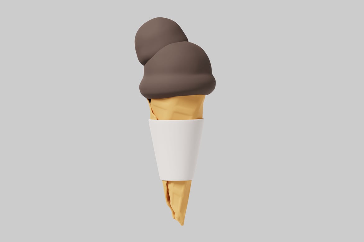 Download Ice cream cone with two scoops of ice cream 3D Model