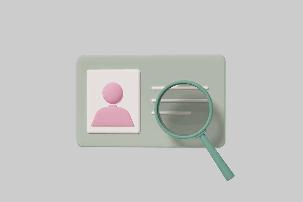 Download Identification card with magnifying glass 3D Model