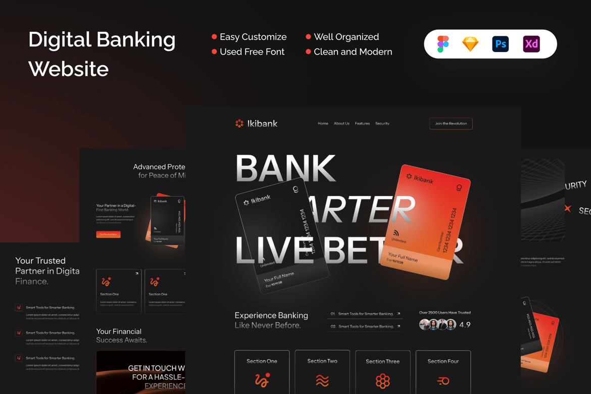 Download Ikibank - Digital Banking Website Figma Design