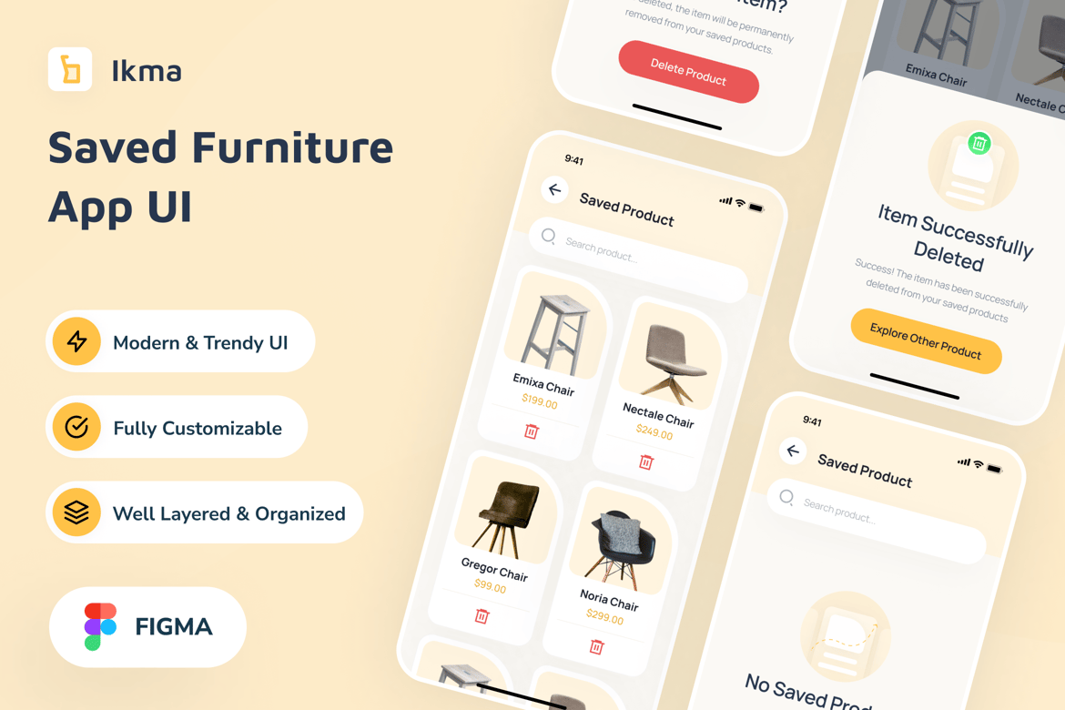 Download Ikma - Saved Furniture App UI Figma Design