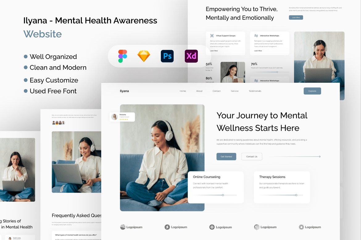 Download Ilyana - Mental Health Awareness Website Figma Design