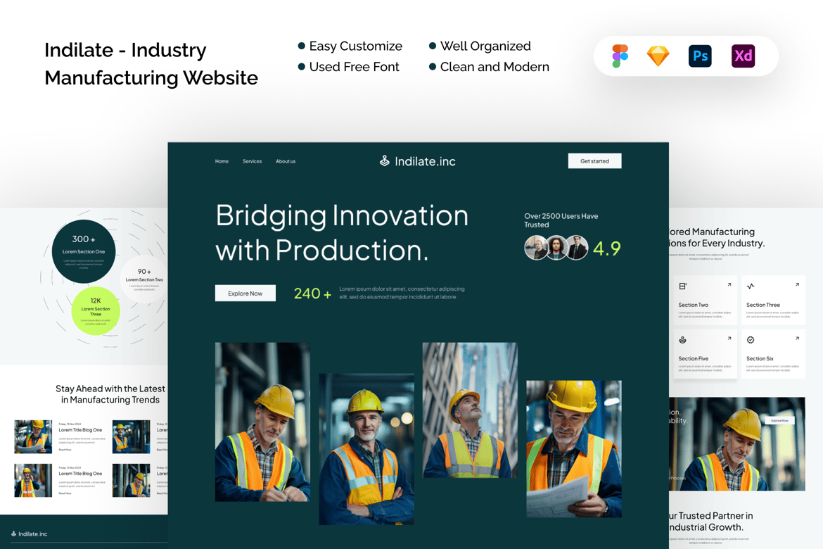 Download Indilate - Industry Manufacturing Website Figma Design