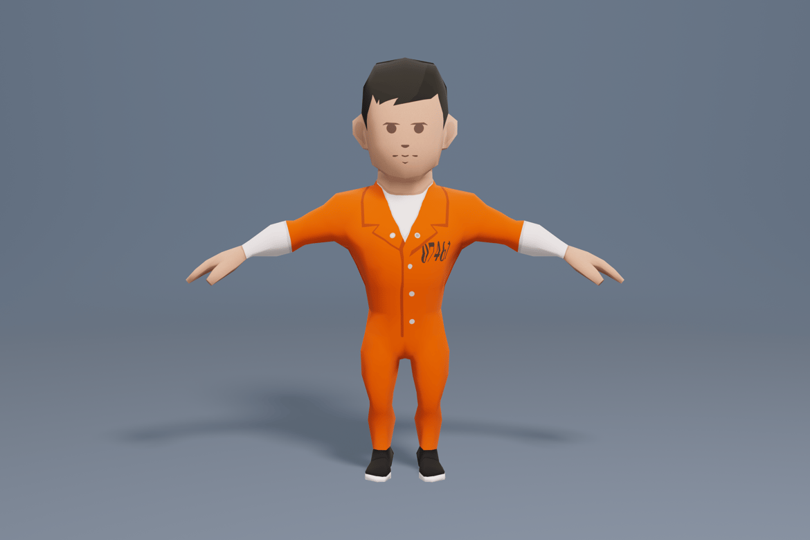 Download Inmate prisoner in orange uniform 3D Model