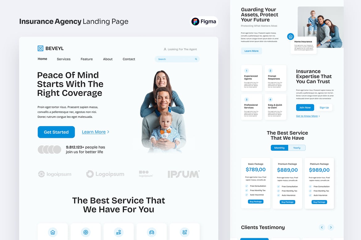 Download Insurance Agency Landing Page Figma Design