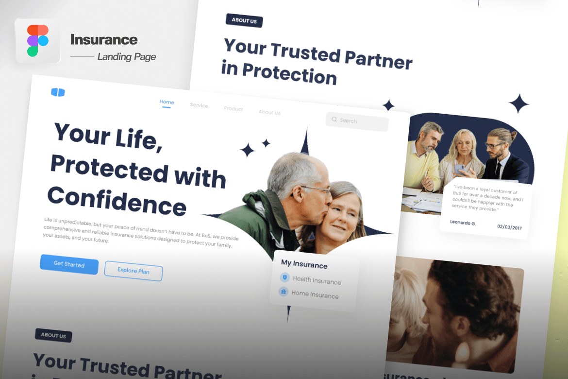 Download Insurance Landing Page Figma Design