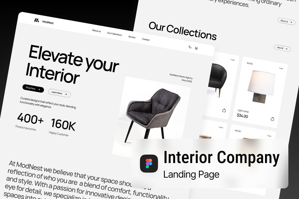 Download Interior Company Landing Page Figma Design