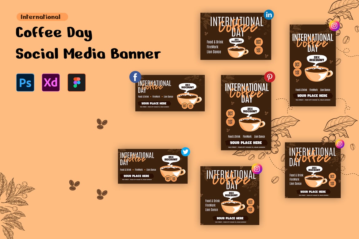 Download International Coffee Day Social Media Post Figma Design