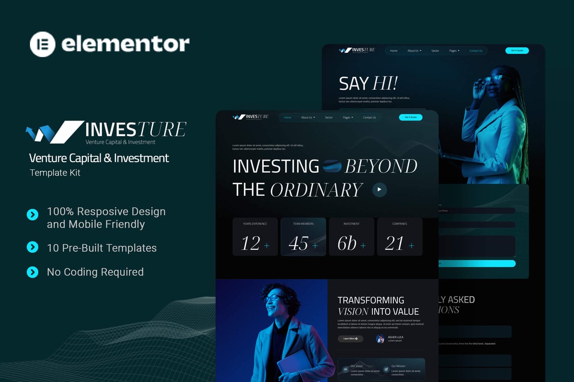 Download Investure - Venture Capital & Investment Elementor Template Kit