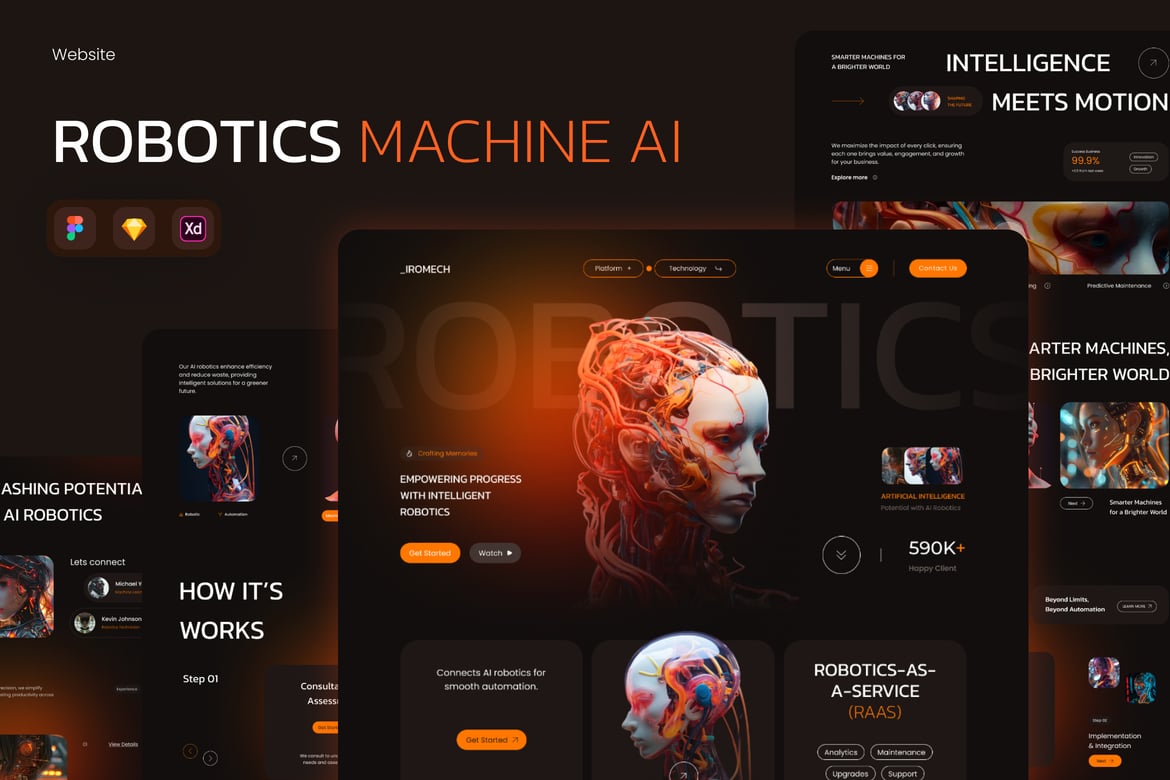 Download Iromech - Robotics Machine AI Website Figma Design