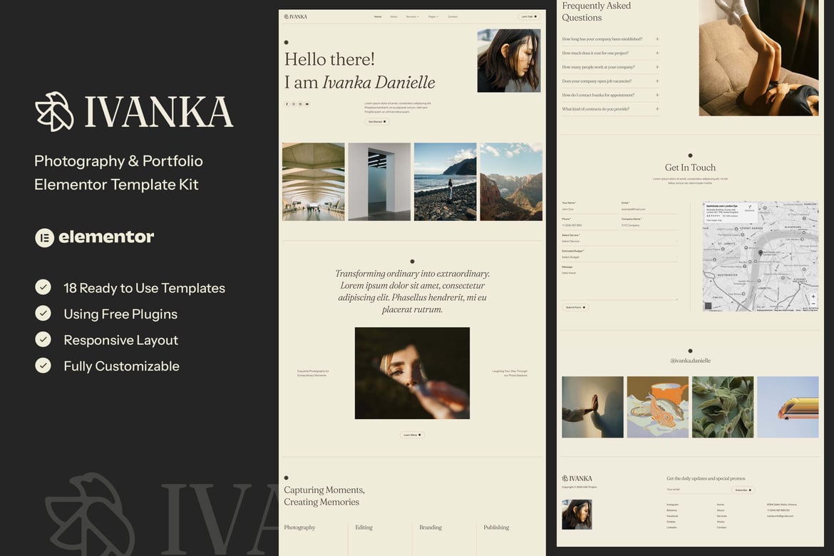 Download Ivanka - Photography & Portfolio Elementor Template Kit