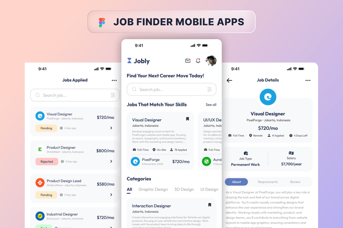 Download Job Finder Mobile Apps Figma Design