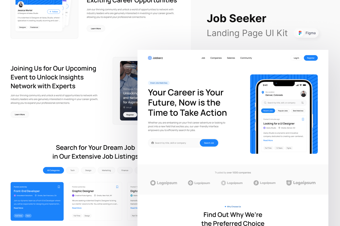 Download Jobberz - Job Seeker Landing Page Figma Design